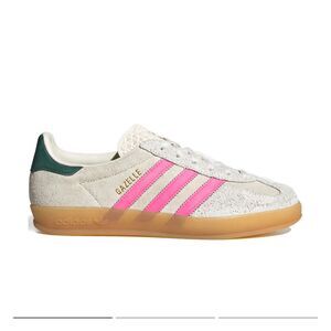 NWT Adidas Women's Gazelle in Off White Beige & Lucid Pink with Green  Sz 7.5